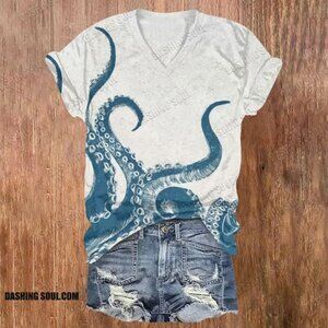 NWT Blue and White Octopus Tee XL